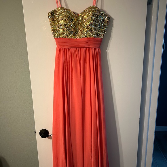 Dancing Queen Coral Satin Dress - Picture 1 of 7